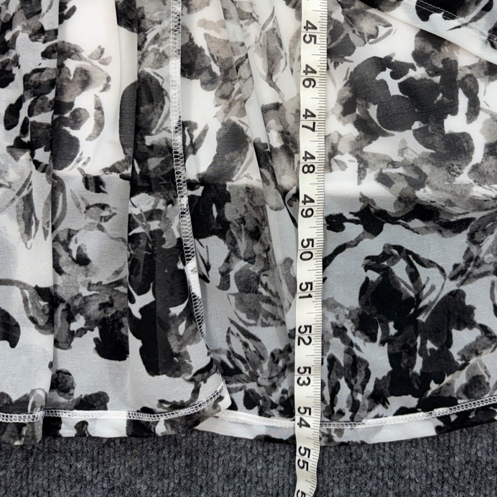Simply Vera Vera Wang High Low Dress Womens L Black White Floral Chiffon V-Neck - Picture 9 of 9